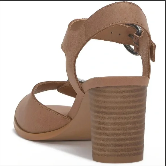Lucky Brand Womens Luseal Brown Leather Ankle Strap Open Toe Heels Shoes NWT - Picture 3 of 9